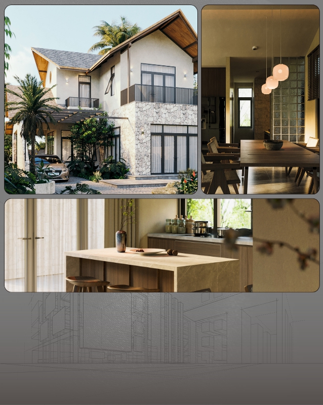 Render phối cảnh ngoại thất - nội thất