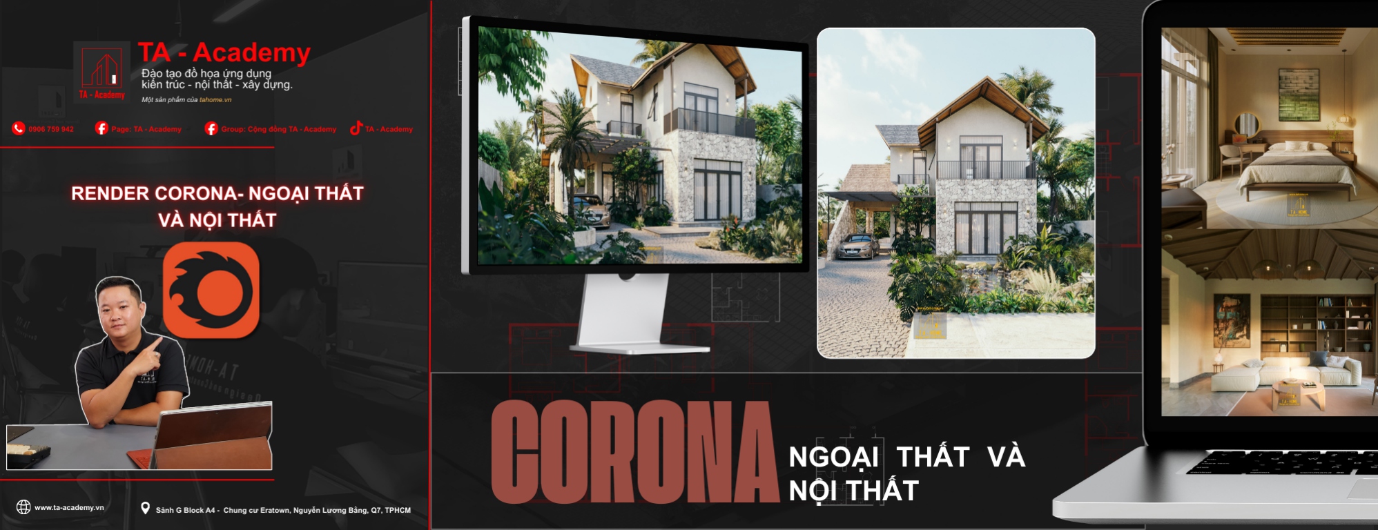 Render Corona  - Ngoại Thất và Nội Thất